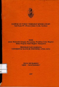 Dampak go public terhadap kinerja BUMN : studi kasus PT. Persero Semen Gresik, Surabaya