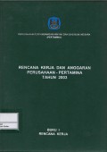 Rencana kerja dan anggaran perusahaan Pertamina tahun 2003 buku I : rencana kerja)