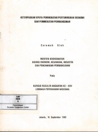Keterpaduan upaya peningkatan pertumbuhan ekonomi dan peningkatan pembangunan