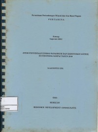 Studi penyediaan energi panas bumi dan kebutuhan listrik di Indonesia sampai tahun 2010