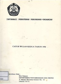 Informasi peraturan perundang-undangan : catur wulan kedua tahun 1996